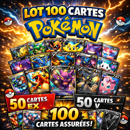 Lot de 100 Cartes Pokémon Japonaises – 50 EX + 50 V
